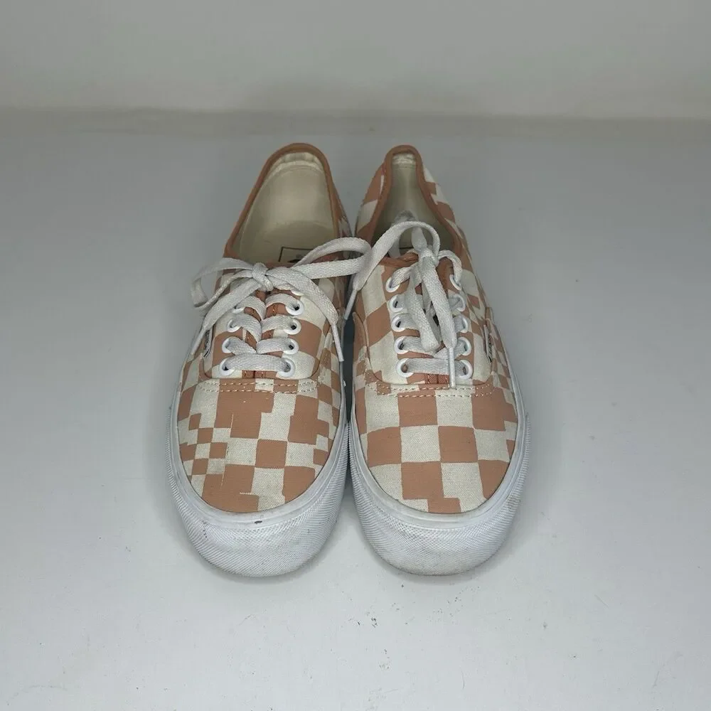 Vans Authentic Pixel Checkerboard Peach Cream Sneakers Mens 6.5 Womens 8